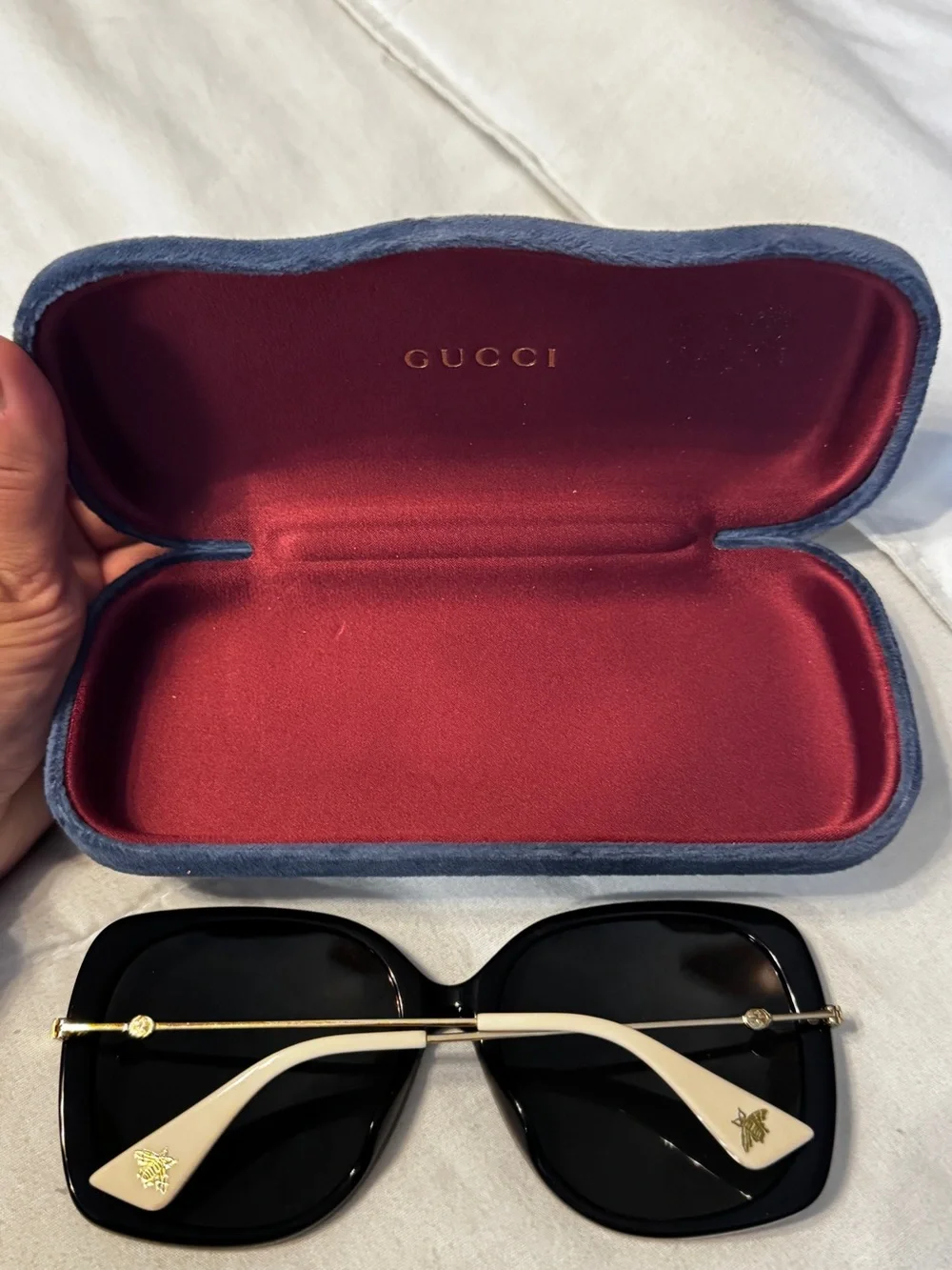 Gucci Women’s Black Square Oversized Sunglasses with Dark Lenses